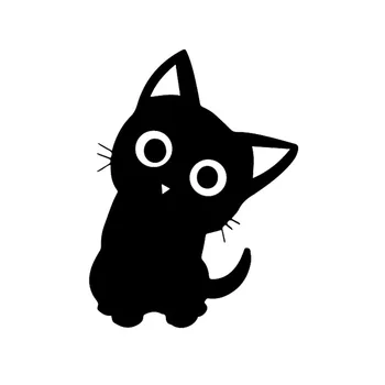 Sevimli Karikatür Yavru Pet Kedi Komik Vinil Çıkartması Pencere Dekor Araba Sticker Siyah/Gümüş,15cm*11cm