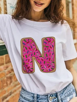 2022 Yeni kadın Özel Mektup Çörek Kombinasyonu Moda Kadın T-Shirt Casual Tee Yaz Kısa Kollu Kadın T Shirt Giyim