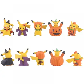 Pikachu Pokemon Anahtarlık Anime Figürü Cadılar Bayramı Kabak Modelleme Kawaii Aksiyon Figürü Pvc Malzeme Olarak Kullanılabilir Kolye Oyuncaklar