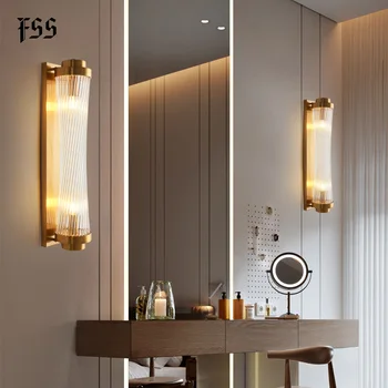 Fss Modern duvar ışıkları başucu yatak odası için lamba Led cam oturma odası banyo ev armatürleri