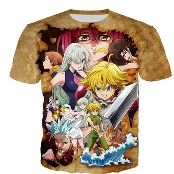 Yedi Ölümcül Günah T shirt Anime 3d Baskı T-shirt Erkek Kadın Moda T-shirt Çocuklar Hip Hop Tee Üst Erkek Tshirt Manga Tees Büyük Boy