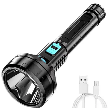X29 T9 LED El Feneri Ultra Parlak Güçlü Taktik Torch 4 Modu USB Şarj Edilebilir Su Geçirmez Kamp Balıkçılık