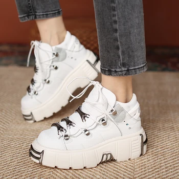 Punk platform ayakkabılar Gotik Sıcak Kız Koyu Çörek Mühür Fan Aynı Stil Spor beyaz ayakkabı artı Kadife Kızarmış Sokak Baba Ayakkabı Kadın
