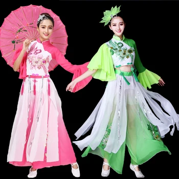 Yangko dans kostümü s Yaz Geleneksel Çin Giyim Kadın Antik Çin Tarzı Giyim halk dans kostümü Fan Dans