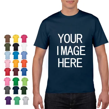 HİÇBİR LOGO Fiyat Pamuk Kısa Kollu Düz Renk O-Boyun T-shirt Tee Özelleştirilmiş Baskı Kendi Tasarım Baskılı Unisex Tshirt