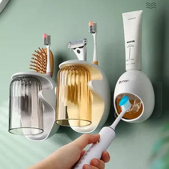 2022 Yeni Xiaomi Youpin Diş Macunu Dağıtıcı Otomatik Diş Macunu Sıkacağı Banyo Aksesuarları Duvara Monte Tutucu Diş Fırçası Rafı