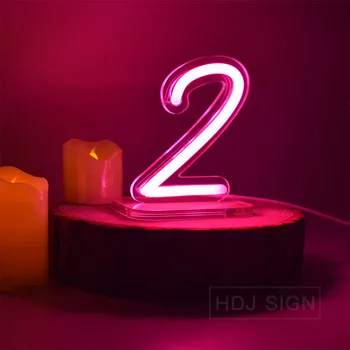 Neon Gece Lambası numarası ışık Yatak Odası İçin Uygun Ev Cafe Doğum Günü Yıldönümü Partisi Dekoratif Masa masa ışığı Lambası
