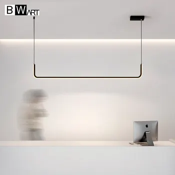 LED kolye lamba Mutfak Ofis Parlaklık Modern Minimalist Siyah avize ışıkları yemek odası masası ev Dekor Armatür