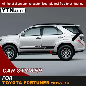 Toyota Fortuner 2015 için 2016 2017 2018 2019 Yan Kapı Vücut Araba Çıkartmaları Şerit Yarış Grafik Vinil Çıkartmaları Araba Aksesuarları