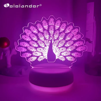 Yeni çocuk ışık gece 3D LED gece lambası Yaratıcı Masa Başucu Lambası Romantik tavuskuşu ışık Çocuklar kız Ev Dekorasyon Hediye