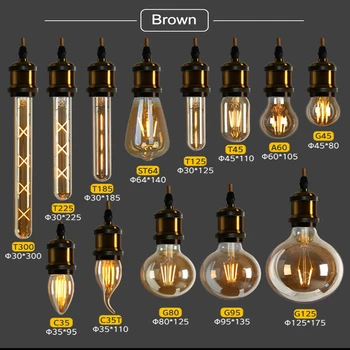 220 V Retro Vintage Edison lamba E27 4 W 6 W 8 W LED Filament ampul ampuller T45 A60 ST64 G80 G95 LED Vintage dekorasyon Edison ışıkları