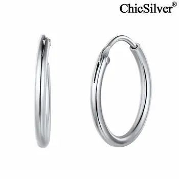 ChicSilver 925 Ayar Gümüş Küçük Hoop Küpe Daire Sonsuz Büyük Huggie Yuvarlak Küpe Çemberler moda takı Kadınlar için