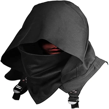 Cyberpunk yüz kapatma Steampunk Rogue Kukuletası Şapka Eşarp Kostüm Pelerin Rüzgar Geçirmez kapüşonlu pelerin Şapka Yüz Kapakları Cadılar Bayramı Cosplay Kostüm