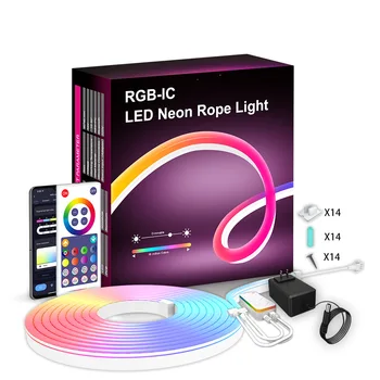 Neon LED şerit ışık RGBIC Su Geçirmez Neon ip ışık WİFİ APP Kontrolü Müzik Senkronizasyonu tv arkaplan ışığı Oyun Odası Açık Havada