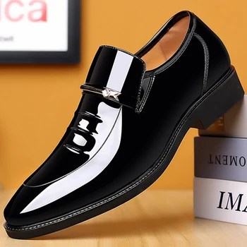 Patent Deri Erkek İş Ayakkabı için Ayakkabı Rahat Noktası Ayak Erkekler için Loafer'lar hakkında Kayma Lüks Parti Düğün Artı Boyutu Ayakkabı