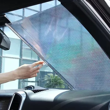 Araba güneşliği Geri Çekilebilir Cam Araba pencere gölgeliği Araba Ön Güneş Bloğu Otomatik Arka Cam Katlanabilir Perde Güneşlik 2 boyutları