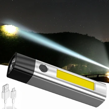 Taşınabilir COB LED el feneri su geçirmez taktik USB şarj edilebilir kamp feneri zumlanabilir odak meşale ışık lambası gece ışıkları