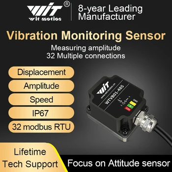 WitMotion yüksek stabilite WTVB01-485 titreşim ölçüm sensörü, Modbus 3 eksenli (XYZ) titreşim deplasman + hız + genlik