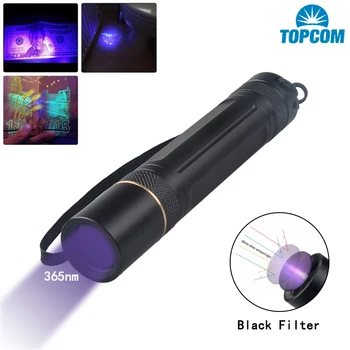 TOPCOM Taşınabilir 365nm LED UV El Feneri 3W veya 5W LED ultraviyole ışık Siyah Filtre Lens İle Pet İdrar Lekeleri Dedektörü