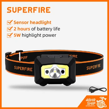 SuperFire x30 far güçlü ışık uzun menzilli şarj edilebilir gece balıkçı ışığı kafa monte led ışık indüksiyon projektör
