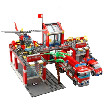Yeni 774 adet 8051 Şehir Yangın İstasyonu Kamyon Helikopter Itfaiyeci minis Yapı Taşları Tuğla Oyuncaklar brinquedos oyuncaklar çocuklar için