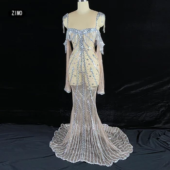 seksi elbise örgü rhinestones pullu elbise saçak Zarif mermaid kapalı omuz parti doğum günü sahne sürükle kraliçe kostüm