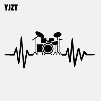 YJZT 15.1 CM*6.2 CM Davulcu Müzisyen İçin Seti Davul Rock Müzik Sevgilisi Vinil Araba Sticker C22-0778