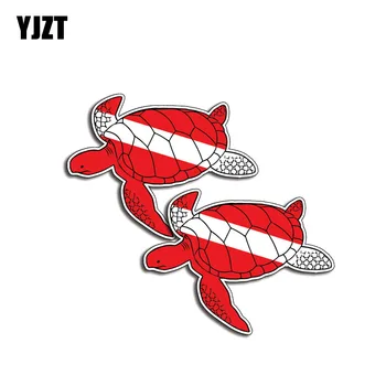 YJZT 2X10 CM*7.4 CM Deniz Hayvanları Tüplü Dalış Aşağı Araba Sticker PVC Komik Çıkartması 12-0516