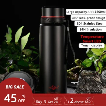 420-1500ml Büyük Kapasiteli Vakum LED Akıllı Sıcaklık dijital ekran termos kupa Termos Çay Su Şişesi Soğuk Tutmak / sıcak