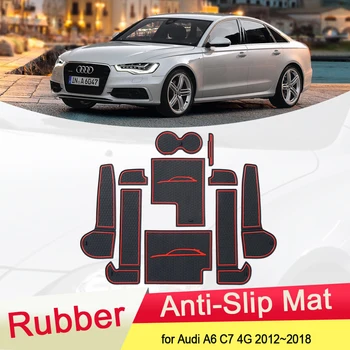 Ped Audi A6 C7 4G 2012 ~ 2018 Bardak Tutucu Sticker Lnterior Kauçuk kaymaz Mat Kapı Yuvası Oluk Fincan Yastık Coaster Aksesuar