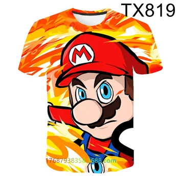 Süper Mario T-Shirt Yaz Karikatür çocuk Kısa Kollu T-Shirt Erkek Kız Çocuklar Tee Bebek T Shirt Üstleri Giyim Baskı Elbise