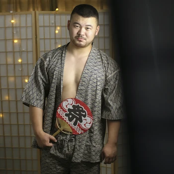 Yaz erkek Kısa Kollu Bornoz Japon Kimono Erkek Giyim Japonya Rahat ve Basit Tarzı Grafik Baskı Ev Giyim