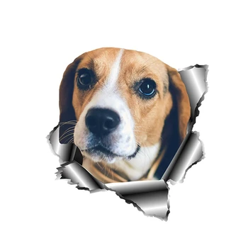 Dawasaru Beagle Yırtık Metal Pet Köpek Araba Sticker Kişiselleştirilmiş Çıkartması Dizüstü Motosiklet Oto Aksesuarları Dekorasyon PVC, 13cm * 12cm