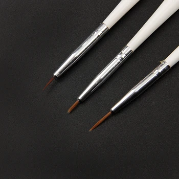 3 Adet / takım Nail Art Boyalı Kalem Akrilik Beyaz Kanca Hattı Kalem Çizim Çiçek Hattı Izgara Fransız Sanat Boyama Fırça Manikür Araçları