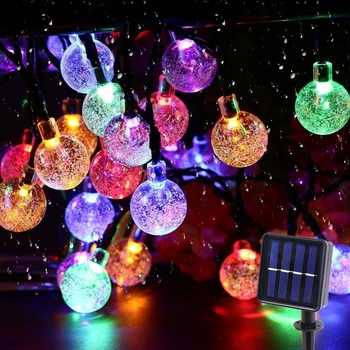 Güneş dış mekan ışıkları Garland 20/50/100 LED kristal küre ışıklar Su Geçirmez Güneş Festoon LED ışık Bahçe Noel Partisi dekor