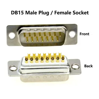 DB15 Kaynak Konnektörleri Erkek Fiş Dişi Soket 2 Satır 15 Pin Seri Port konektör soket D-SUB15 Adaptörleri