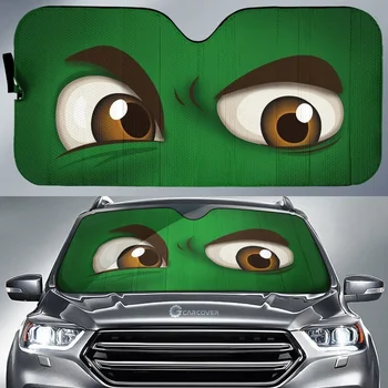 Komik 3D Yeşil Gözler baskı Araba Iç Koruyucu Evrensel araç ön camı Güneş gölge Araba katlanabilir ısı reflektör araba güneşliği