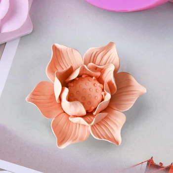3D Lotus Nilüfer Çiçek Şekli silikon kalıp Kek Çikolata Mum Kalıp DIY Aromaterapi Ev Dekorasyon El Sanatları Araçları