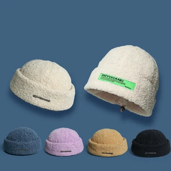 Kore Versiyonu Balıkçı Şapka Erkekler ve Kadınlar Peluş Ev Sahibi Şapka Kavun Kürk Şapka Sokak Ins Gelgit Marka Trend fırfır şapka Gelgit Bere