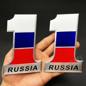 2x Rusya Rus NO. 1 Bayrak Amblemi Araba Rozeti Motosiklet Gaz Tankı Çıkartmaları Sticker