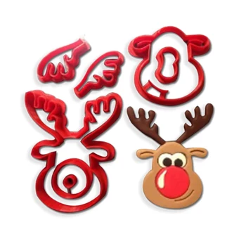 Noel Rudolph Kırmızı Burun Ren Geyiği Siluet Fondan kurabiye kesici Noel Bisküvi Kek Üst Cakepop Dekorasyon