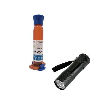 TP-2500 5ml Loca UV Tutkal Sıvı Optik Temizle Yapıştırıcı Cam Telefon Mastik Ekran Tamir Aracı Tamir 9LED UV El Feneri