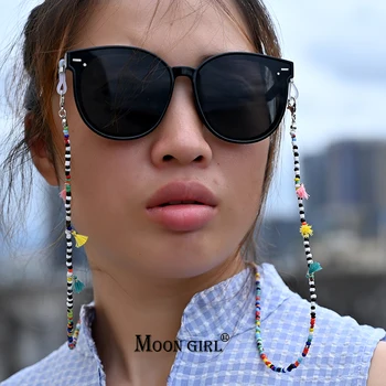 Püskül Maske Zinciri Gözlük Kadınlar için Renkli Sapanlar Güneş Gözlüğü Kolye Silikon Gözlük Gözlük Tutucu Moda Aksesuarları