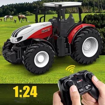 1/24 Ölçekli RC çiftlik traktörü Römork 2.4 G Uzaktan Kumanda Simüle Mühendislik inşaat kamyonu Model Oyuncaklar tarım makinesi