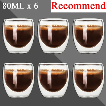 2-12 ADET 80ML çift duvarlı kupa bardak Şeffaf El Yapımı Isıya Dayanıklı çaylı içecek Viski Şarap Seti Espresso Kahve Süt Kupalar Hediye