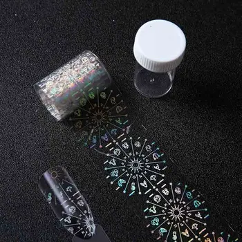 1 Rulo 4 * 100cm Holografik Yıldızlı Gökyüzü tırnak kaplaması Geometrik Desenler Manikür DIY Nail Art Transferi Sticker Aracı