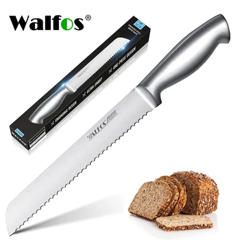 WALFOS Paslanmaz Çelik Tırtıklı Ekmek Dilim Bıçak Ultra Keskin Tek Parça Kolu ve 8 İnç Bıçak için Ideal Dilimleme Ekmek, Simit