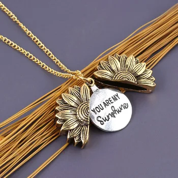 Sen Benim Güneş Açık Madalyon Ayçiçeği Kolye Kolye Boho Takı Dostluk Bff Mektup Kolye Collier anneler Günü Hediyesi