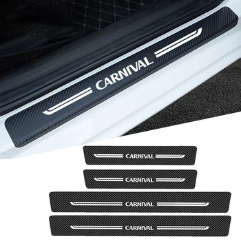 KIA KARNAVAL için Logo Amblemi Karbon Fiber Araba Kapı Eşiği Koruyucu Plaka Arka Bagaj Tampon Eşiği Sticker Çıkartmaları Aksesuarları