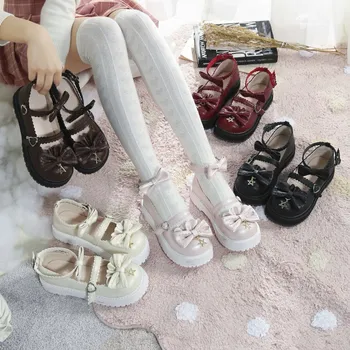Orijinal Lolita Küçük deri ayakkabı Sevimli Kız Yumuşak Kız Düz Tabanlı Japon Bebek Ayakkabıları